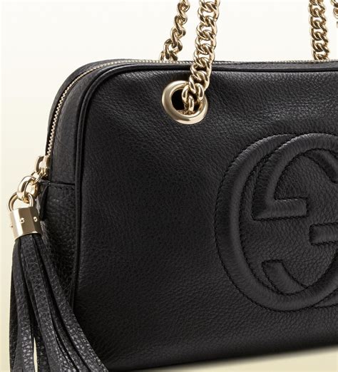 gucci soho logo leather shoes|gucci soho shoulder bag black.